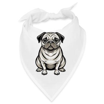 Mopshund-Sitten - Bandana - Weiß - Vorne