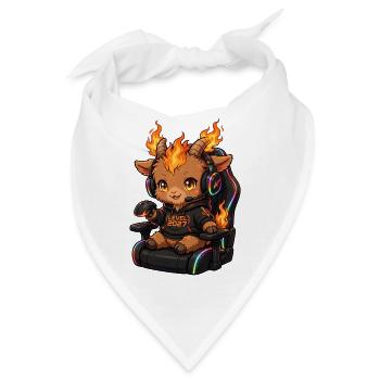 Kawaii Gamer Girl Fire Goat Shirt | Pink Headset  - Bandana - Weiß - Vorne