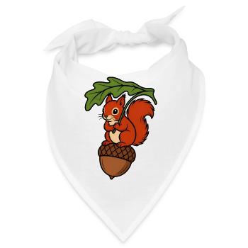 Eichhörnchen Eichel Blatt Regenschirm Shirt - Bandana - Weiß - Vorne