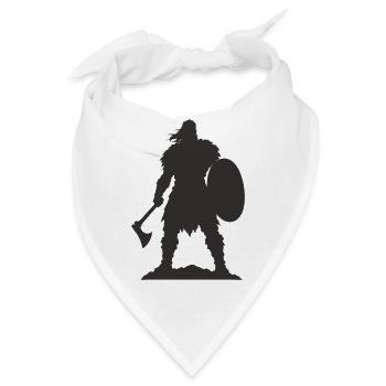 Wikinger Krieger mit Axt und Schild - Bandana - Weiß - Vorne