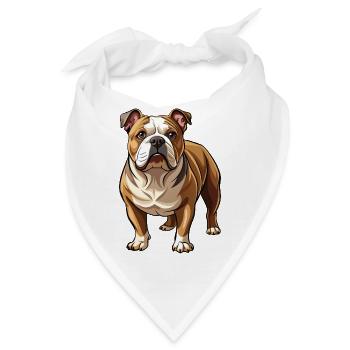 Bulldog-Hund-Stand - Bandana - Weiß - Vorne