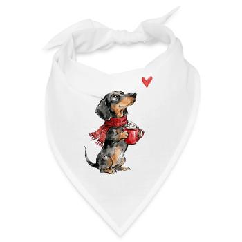 Dackel Weihnachten Kakao Geschenk Hundeliebhaber - Bandana - Weiß - Vorne