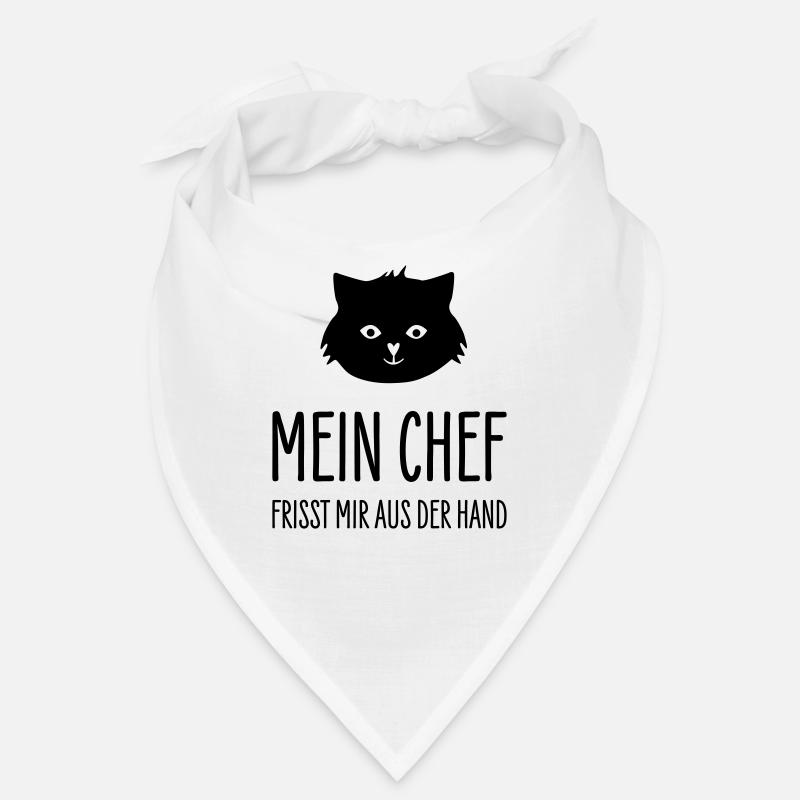 Chat Mon patron me bouffe la main - Cat boss - Bandana - blanc