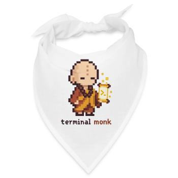 Pixelmönch mit Laterne - Bandana - Weiß - Vorne