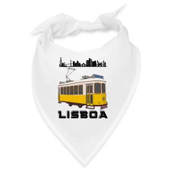 Lissabon Lisboa Urlaub Skyline Tram - Bandana - Weiß - Vorne