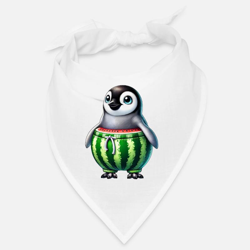 Pingouin drôle avec melon melon fruit de pastèque Bandana