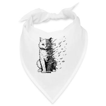 Eine traurige, zerbrechliche Katze. Animiertes Tier. - Bandana - Weiß - Vorne