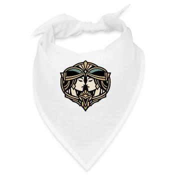 Spiegelnde Art Deco Maskenillustration - Bandana - Weiß - Vorne