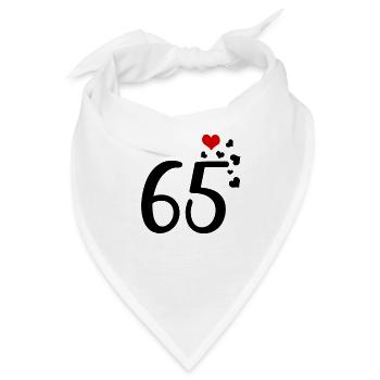 65. Geburtstag Jubiläum Herzen 65 - Bandana - Weiß - Vorne