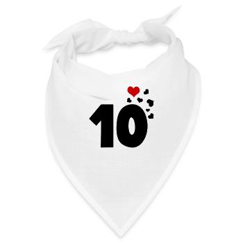 10 Herzen 10. Geburtstag - Bandana - Weiß - Vorne