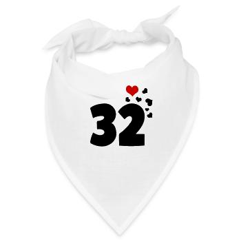 32 Herzen 32. Geburtstag - Bandana - Weiß - Vorne