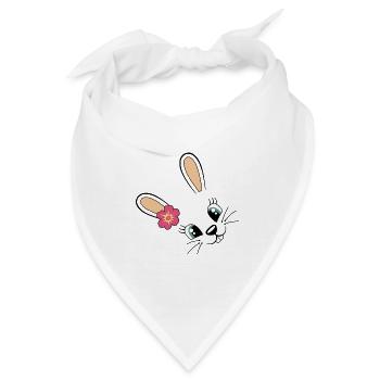 Hase Süß Bunny Ostern Osterhase niedlich Blume - Bandana - Weiß - Vorne