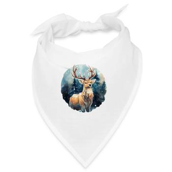 Hirsch im schneebedeckten Wald - Bandana - Weiß - Vorne