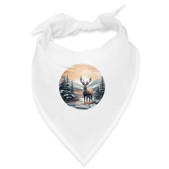 Winterlandschaft mit Hirsch - Bandana - Weiß - Vorne