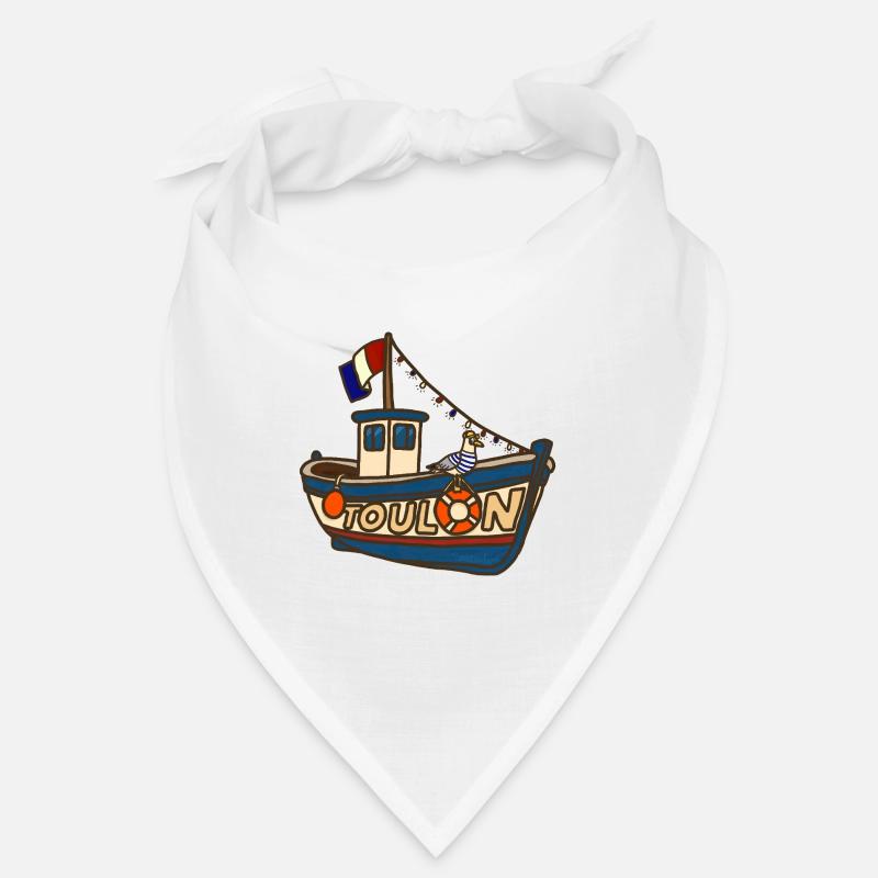 Fischerboot Toulon mit lustiger Möwe - Bandana - Weiß