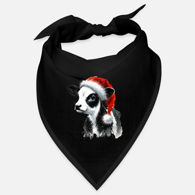 Weihnachtskalb mit Nikolausmütze Bandana