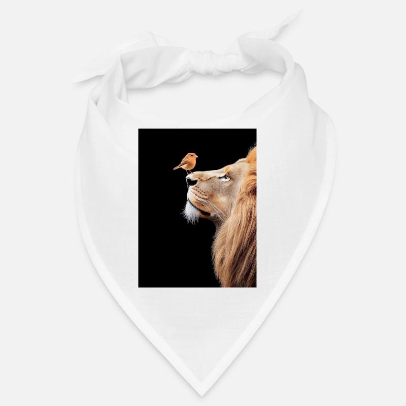 Löwe mit Vogel auf der Nase Bandana