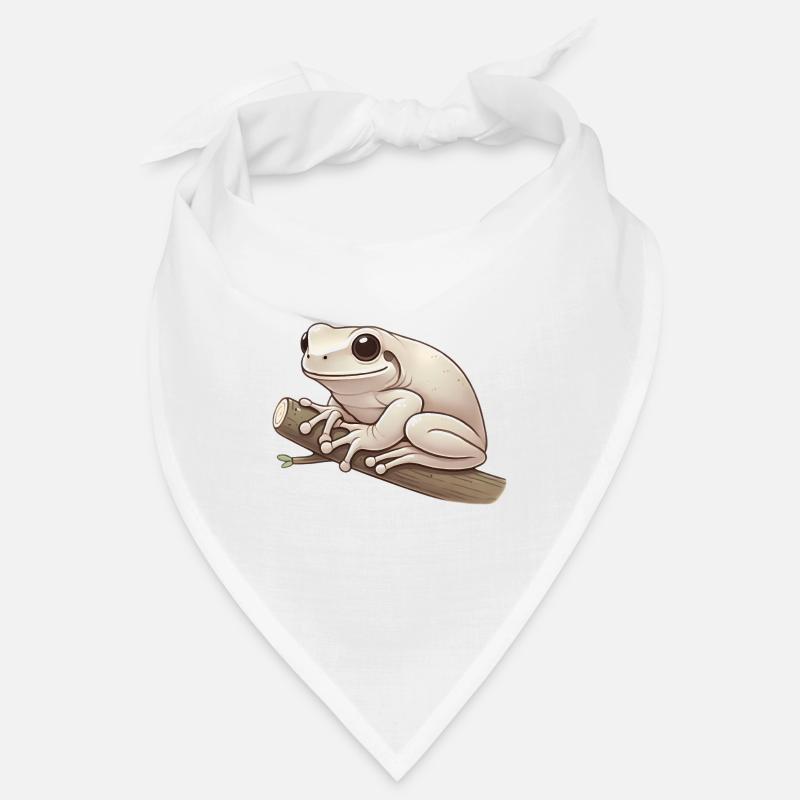 Realistic Tree Frog Soft Illustration - Bandana - white