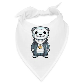 Otter mit Halskette - Bandana - Weiß - Vorne
