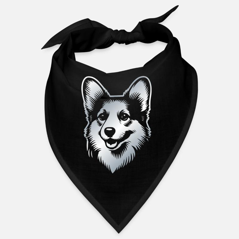 Corgi dessin tête de chien argent Bandana