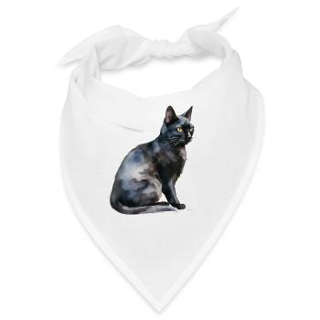 Hexenkatze – Mystik in Aquarell - Bandana - Weiß - Vorne