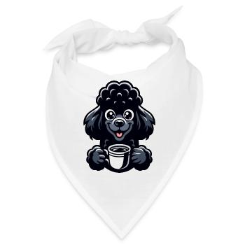 Pudel und Kaffee Frühaufsteher Motiv - Bandana - Weiß - Vorne