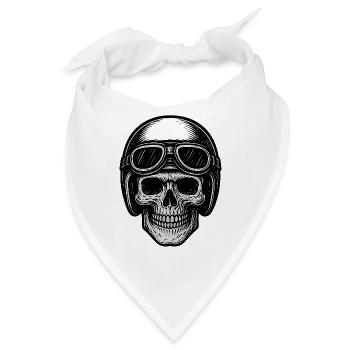 Flieger Totenschädel in schwarz-weiß - Bandana - Weiß - Vorne