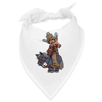 Cowboy Rick auf Muli Percy - Bandana - Weiß - Vorne