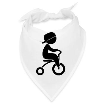 Junge, der sein Dreiräder reitet - Bandana - Weiß - Vorne