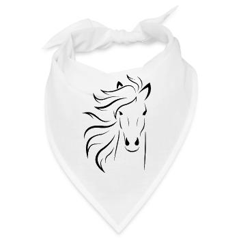 Pferde Illustration - Bandana - Weiß - Vorne