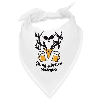 Hirsch mit Beute JGA Bier Bierkrüge zum Anstossen - Bandana - Weiß - Vorne
