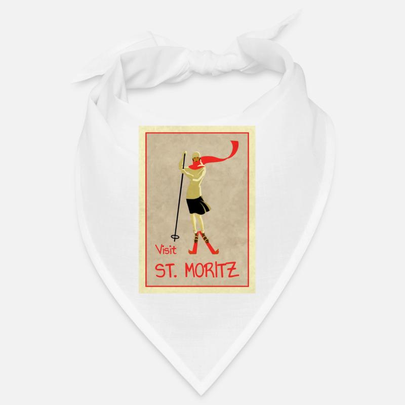 Vintage Retro Reise Plakat St Moritz - Bandana - Weiß