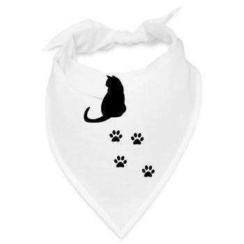 Katze mit Pfoten - Bandana - Weiß - Vorne