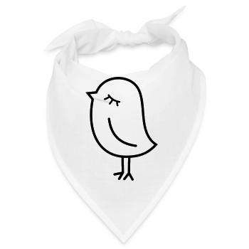 Spatz Vogel – Piepmatz Küken Tweet Vögelchen - Bandana - Weiß - Vorne