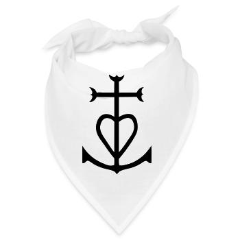 Kreuz der Camargue anker herz glauben fischer - Bandana - Weiß - Vorne