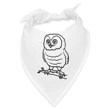 Schöne süße Eule auf einem Ast - Bandana - Weiß - Vorne
