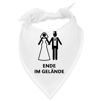 Ende Im Gelände (Polterabend, Hochzeit, Brautpaar) - Bandana - Weiß - Vorne