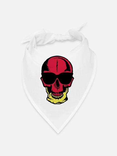 head of death skull halloween drawing moon - Bandana - white - Front