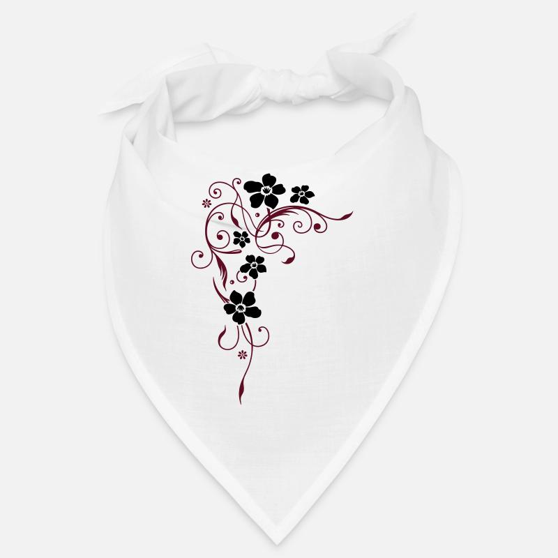 Schwarze Blüten mit dunkelroten Ranken Bandana