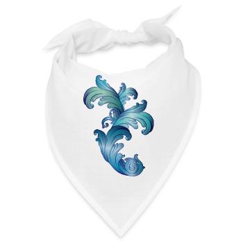 wunderschönes blau schimmerndes Barock Ornament - Bandana - Weiß - Vorne