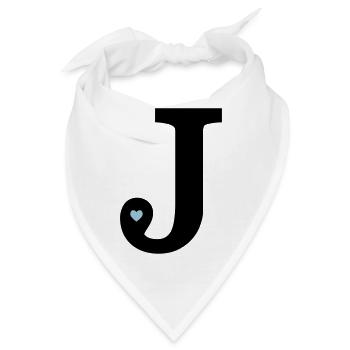 Buchstabe J Anfangsbuchstabe - Bandana - Weiß - Vorne