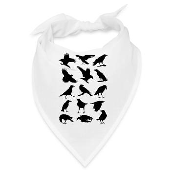 Krähen, Raben, Vögel, Vogel, Corvus, Kohlrabe - Bandana - Weiß - Vorne