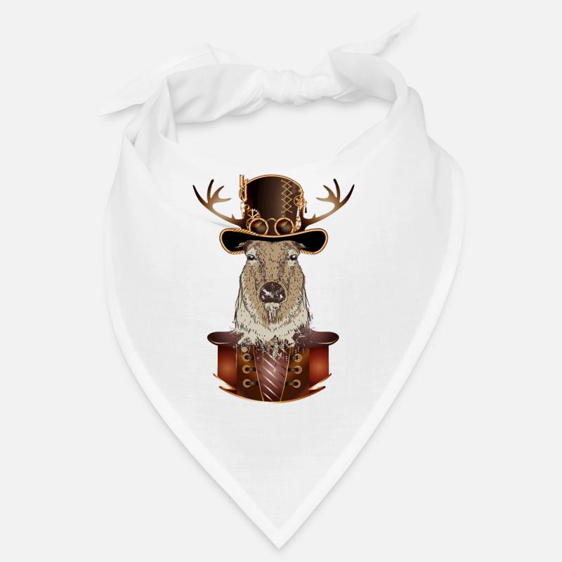 Steampunk deer with antique cylinder hat Bandana
