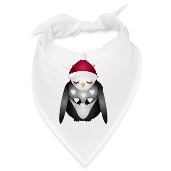 verträumte Eule mit Santa Claus Weihnachtsmütze - Bandana - Weiß - Vorne