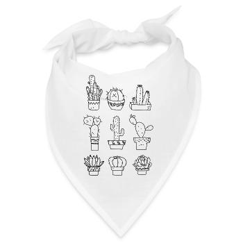 6 verschiedene Kakteen - Bandana - Weiß - Vorne