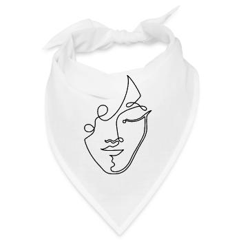 LineArt Frauengesicht - Bandana - Weiß - Vorne