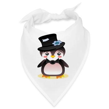Pinguin Bräutigam - KINDER - Bandana - Weiß - Vorne