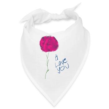 Abstrakte Blumenillustration mit Liebesbotschaft - Bandana - Weiß - Vorne