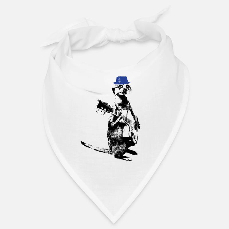 Suricate Guitariste Blue Hat - Bandana - blanc