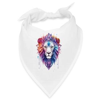 Löwe Löwenkopf Kosmisch Galaxie Universum Kunst - Bandana - Weiß - Vorne
